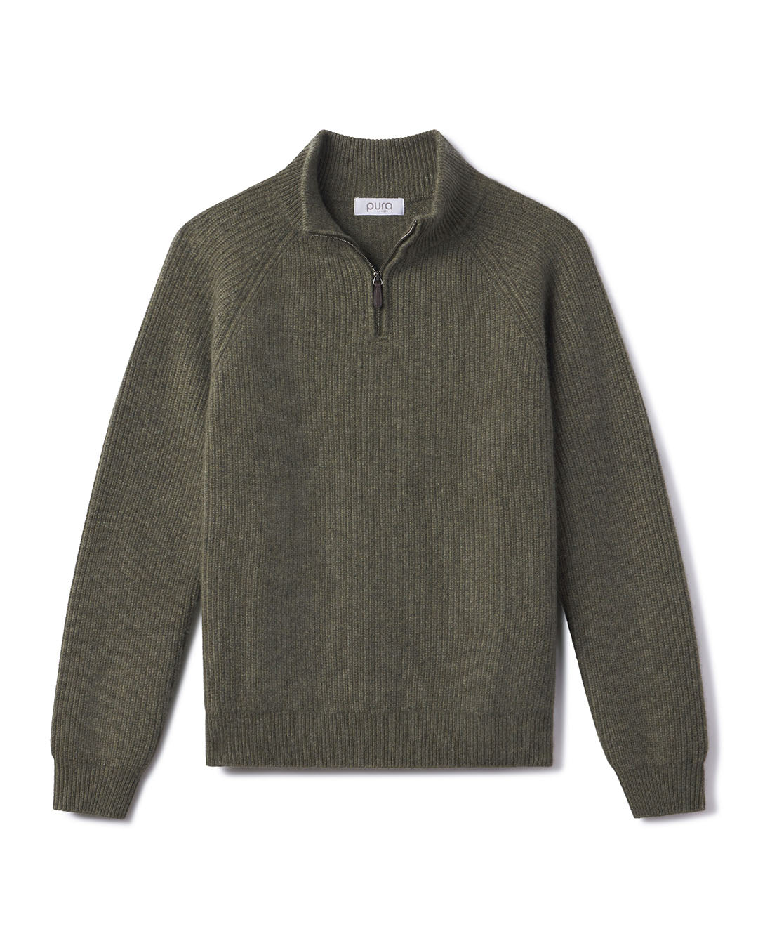 Men's Ribbed Cashmere Half Zip
